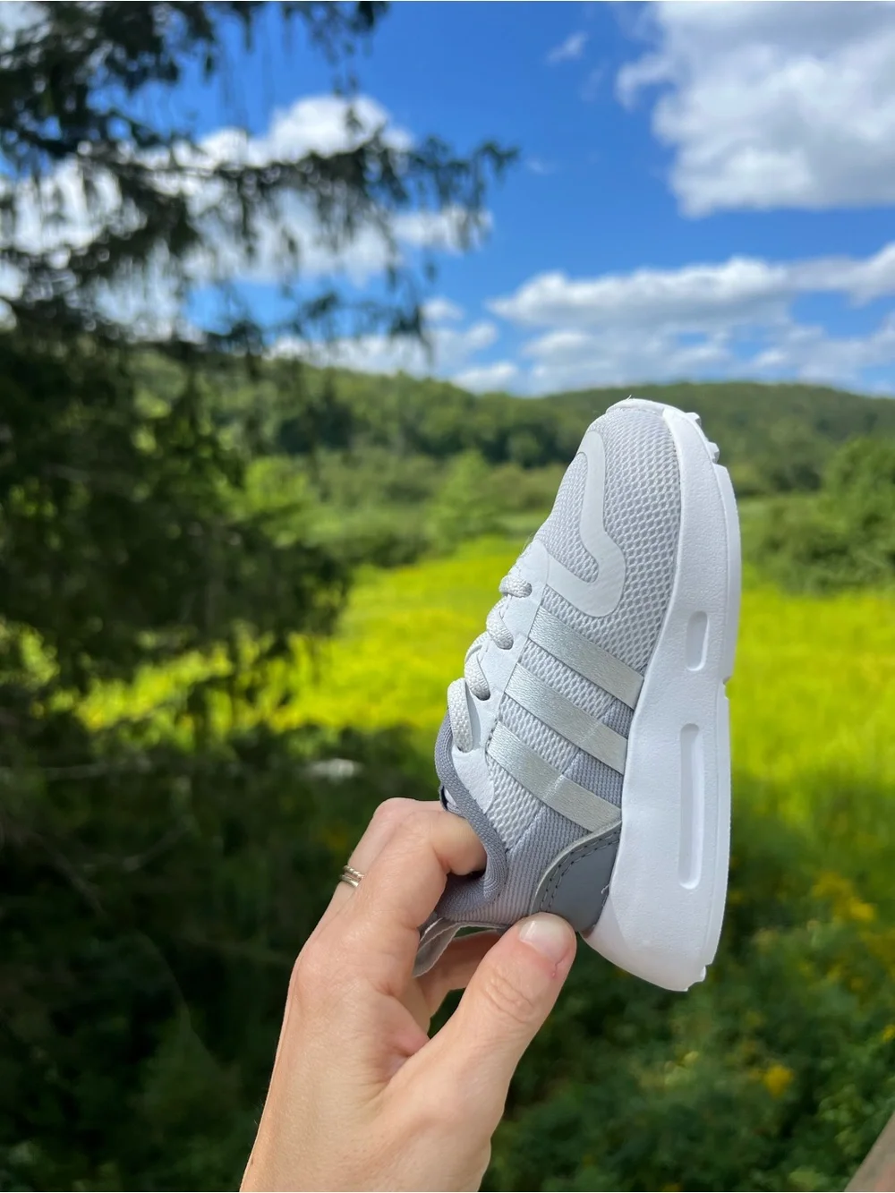 adidas Toddler Light Gray Sneakers with White Soles